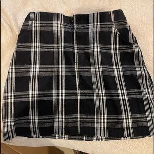 black plaid skirt